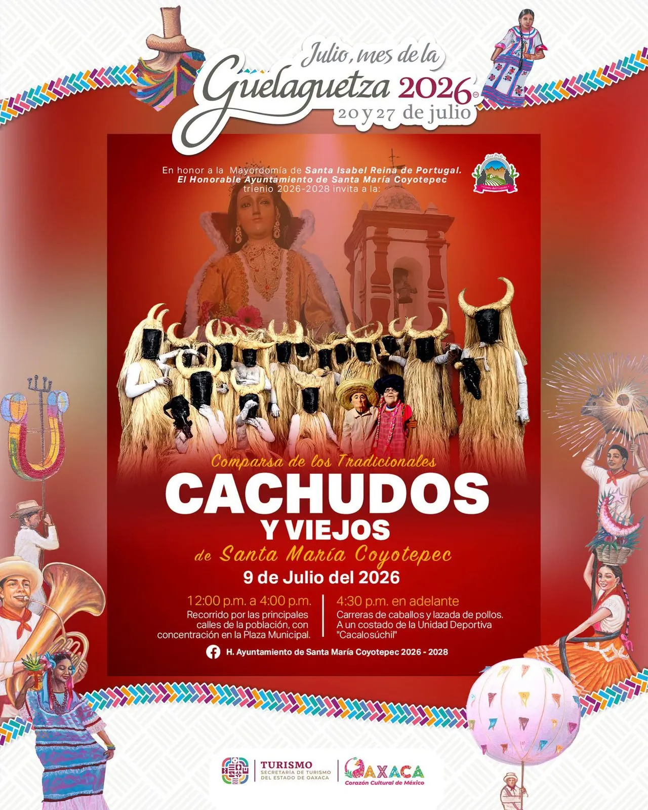 Procession of the Traditional Cachudos and Viejos of Santa María Coyotepec
