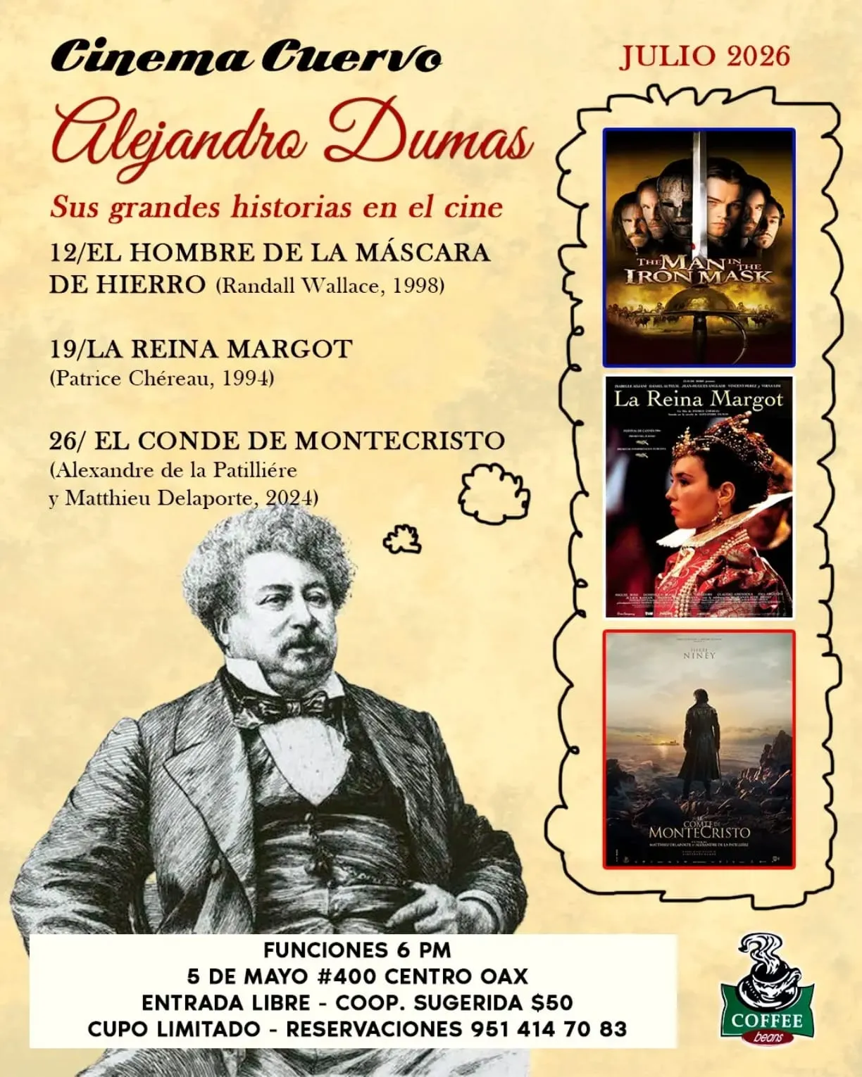 Cinema Cuervo Alejandro Dumas: Sus grandes historias en el cine