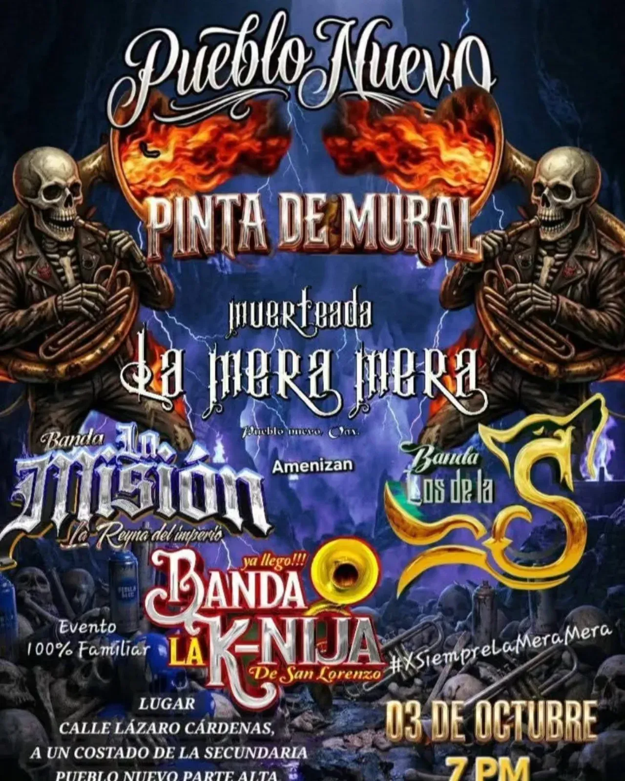 Mural Painting and La Mera Mera Muerteada in Pueblo Nuevo