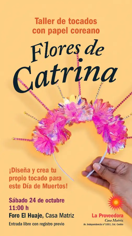 Taller de tocados con papel coreano Flores de Catrina